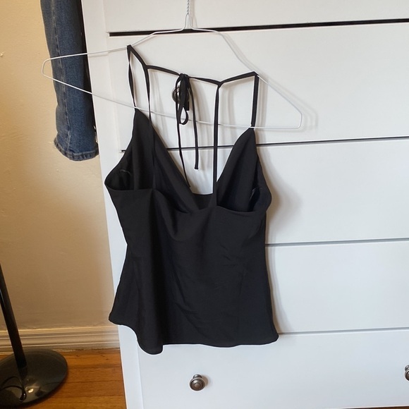Topshop black cowl neck cami tank top with tie straps, size 4 - Picture 2 of 5